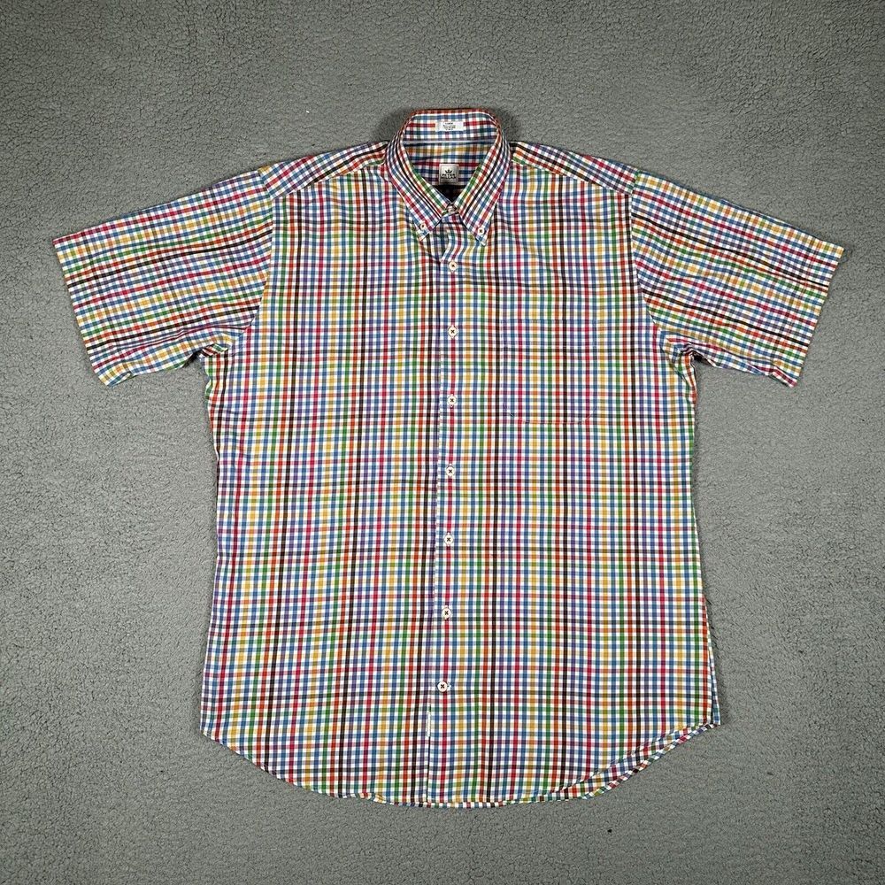 Peter‎ Millar Shirt Mens Large Gingham Plaid Casual Preppy Cotton Button Down